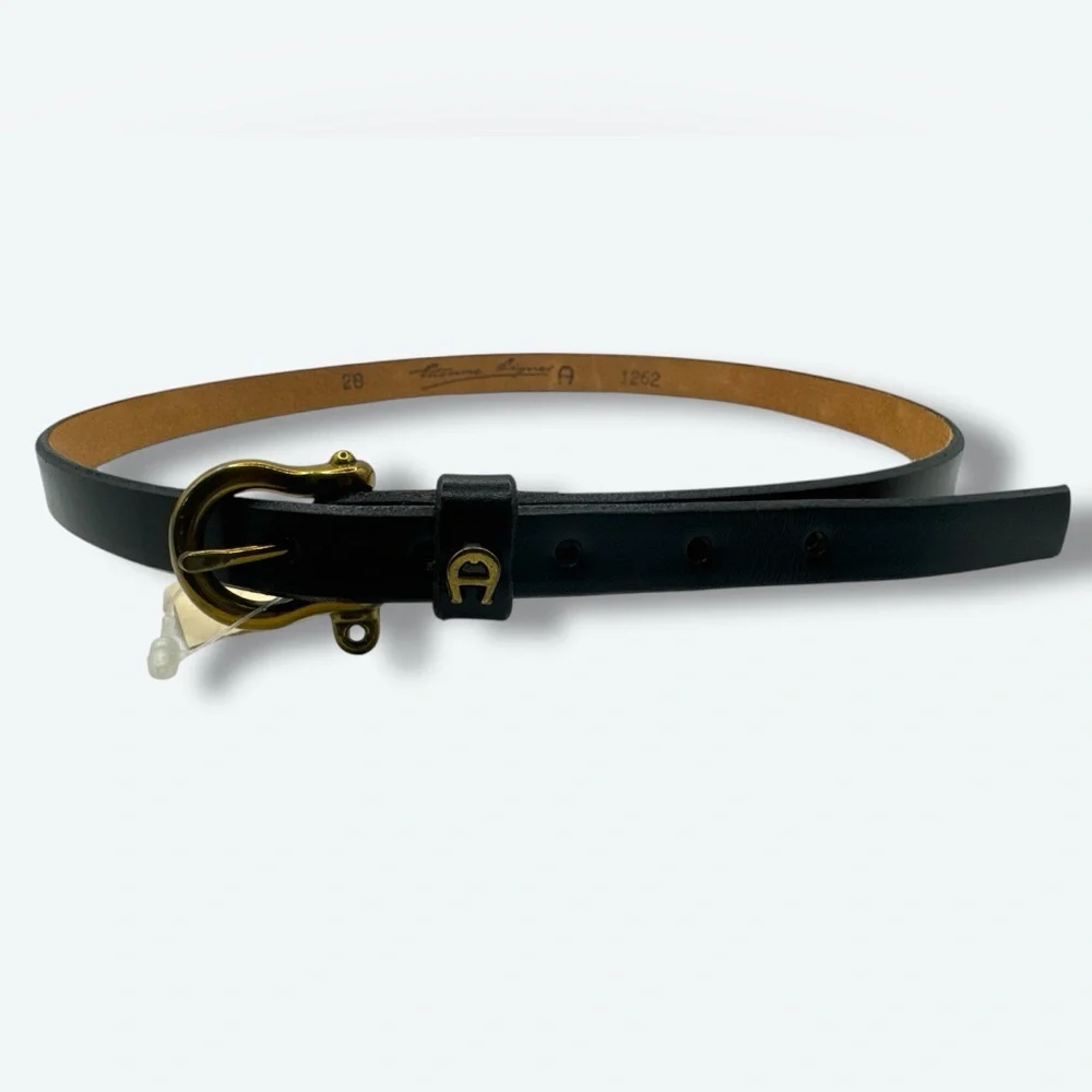 1990s Etienne Aigner Navy Signature Belt - Picture 1 of 5